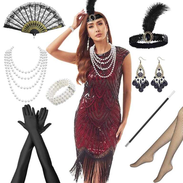 Marypaty Vintage Kleid im 1920er Jahre Stil mit Pailletten, V-Ausschnitt, Charleston und Gatsby Accessoires für Damen, Ärmelloses Wickel- und Fransenkleid für lateinische Tänze,...