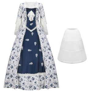 NUWIND Damen Rokoko Ballkleid – Mittelalterliches viktorianisches Kostüm, elegantes Rococo-Retro-Design mit floralen Motiven für Cocktail- und Abendveranstaltungen im Gothic...