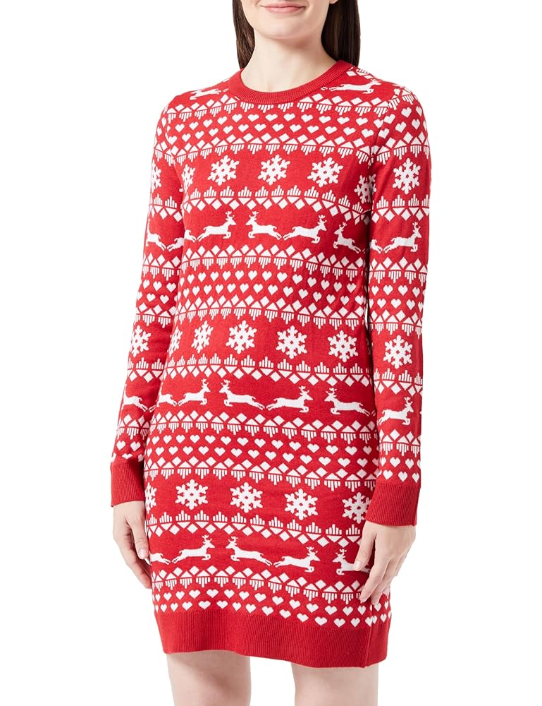 ONLY Damen Onlxmas Schneeflocken Langarmkleid Cs KNT Strickkleid