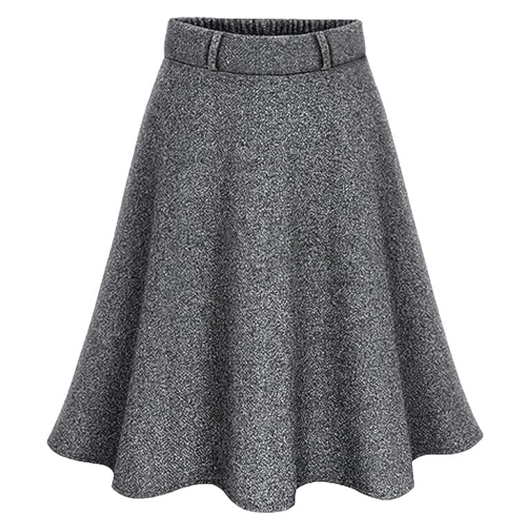 rismart Damen Tweed Rock in mittlerer Länge, hohe Taille, A-Linie, elastisch, lässig, ideal für die Arbeit