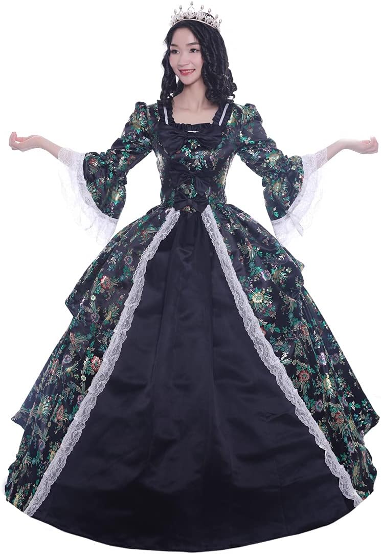 Rokoko Ballkleid für Damen im 18. Jahrhundert – Langes Gothic-Viktorianisches Kleid für Maskerade-Themen
