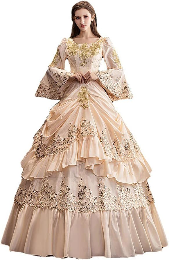 Rokoko Ballkleid für Frauen im 18. Jahrhundert – Lange Gothic-Viktorianische Robe für Maskenbälle