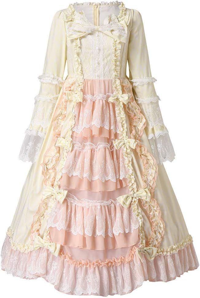 Rokoko Ballkleid - Gothic Viktorianisches Kostüm für Damen | Mittelalterliches Kleid für Königinnen und Prinzessinnen im Renaissance-Stil mit Trompetenärmeln und...