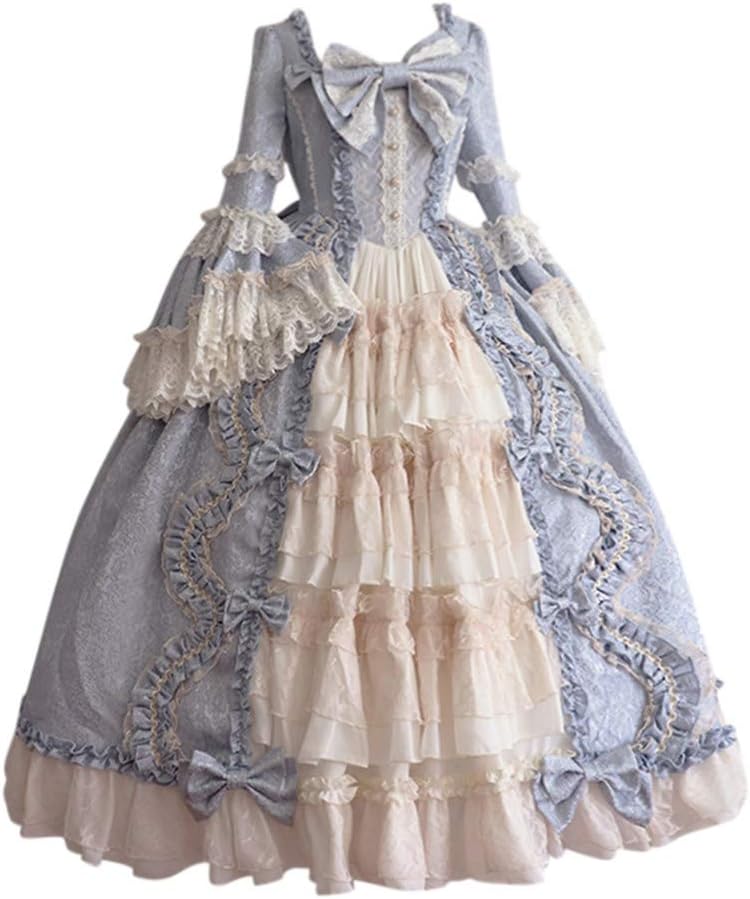 Rokoko Ballkleid im Gothic-Stil | Viktorianisches Kostüm für Damen – Palast-Mittelalterkleid, Renaissance-Abendkleider für Königinnen, Prinzessinnen-Kostüm mit Trompetenärmeln...