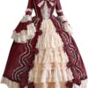 Rokoko Ballkleid im Gothic-Stil | Viktorianisches Kostüm für Damen - Palast Mittelalter Kleid für Königinnen, Renaissance Abendkleider und Prinzessinnen mit Trompetenärmeln und...