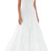 Romantisches Brautkleid W105 in Weiß – A-Linie mit Stickerei aus Satin und Tüll