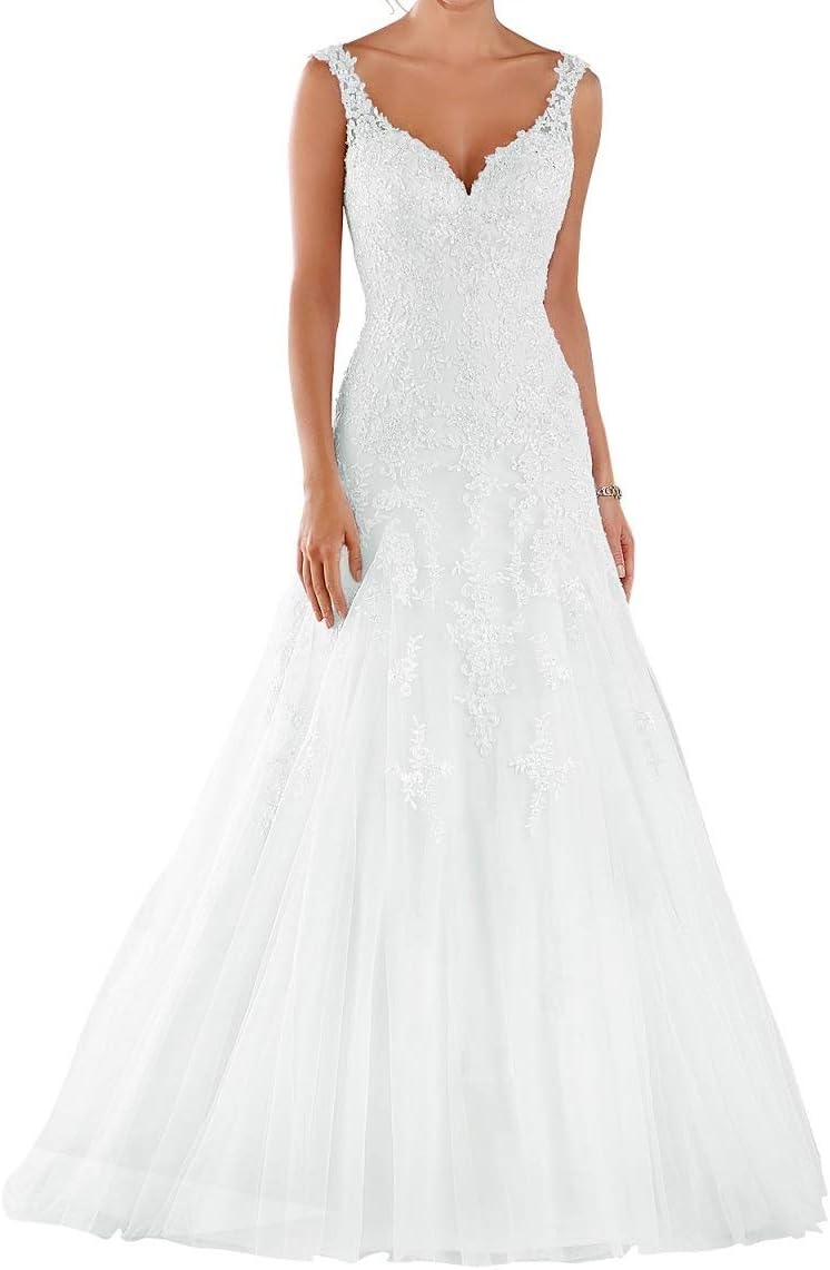 Romantisches Brautkleid W105 in Weiß – A-Linie mit Stickerei aus Satin und Tüll