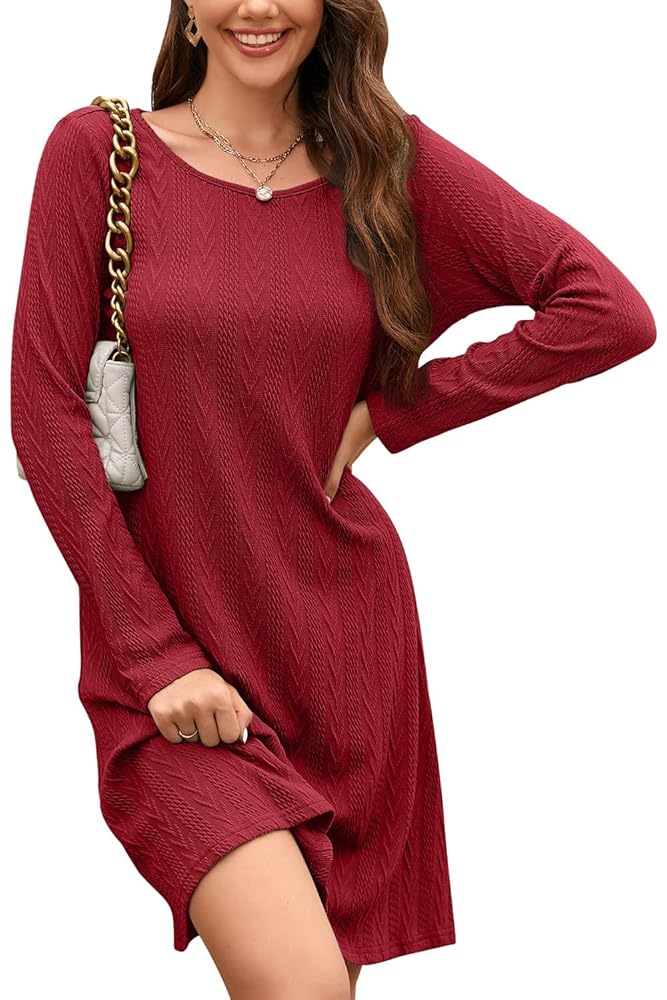 STYLEWORD Damen Strickkleid mit langen Ärmeln – Elegantes Herbst- und Winterkleid, Pulloverkleid, Tunika und Umstandskleid für die Herbstsaison