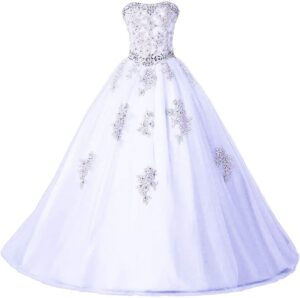 Vantexi Damen Elegantes Tüll-Langarm Abendkleid mit Spitze für formelle Anlässe und Hochzeiten