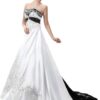 Vantexi Damen Strapless Hochzeitskleid mit Wulstiger Stickerei für die Braut