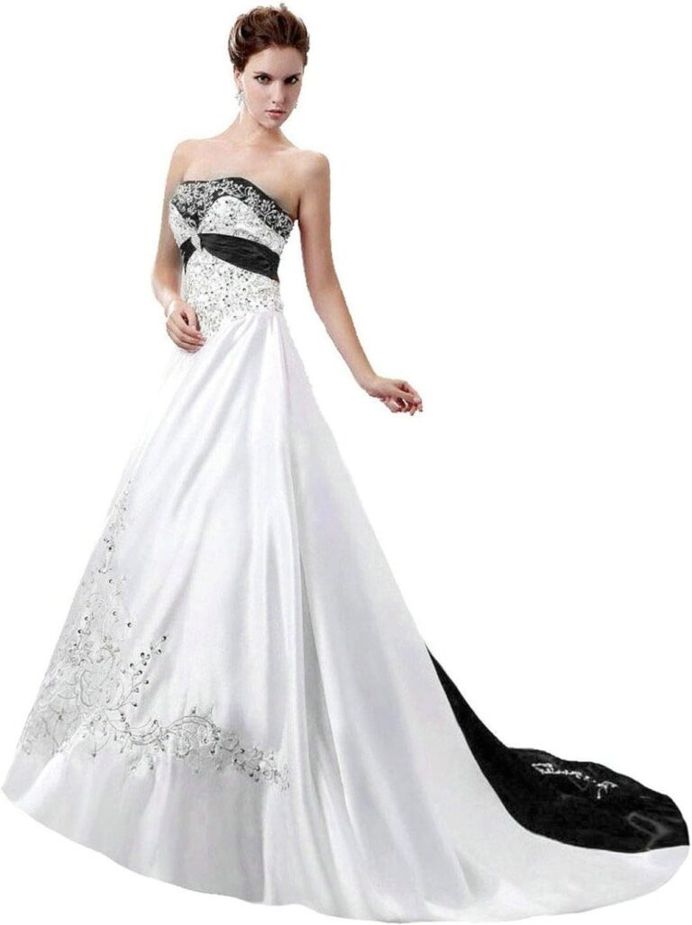 Vantexi Damen Strapless Hochzeitskleid mit Wulstiger Stickerei für die Braut