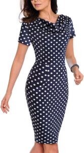 VELJIE Damenkleid mit Wasserfall-Ausschnitt, bedruckt, ideal für Arbeit, Partys und Cocktails