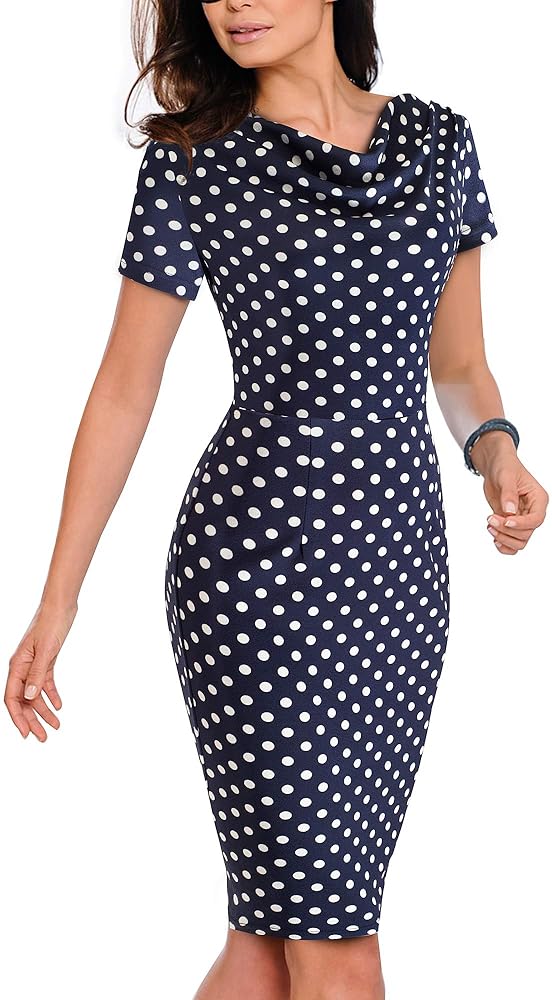 VELJIE Damenkleid mit Wasserfall-Ausschnitt, bedruckt, ideal für Arbeit, Partys und Cocktails