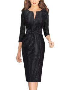 VFSHOW Damen Elegantes A-Linien Midi Kleid mit Patchwork-Design für Arbeit und Freizeit