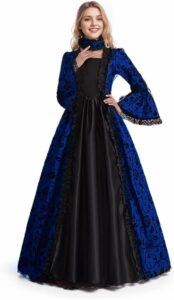Victorianisches Damen-Partykleid, mittelalterliches Swing-Abendkleid, elegantes Outfit, Satin, ausgestellte Ärmel, Vintage-Cosplay-Kostüm