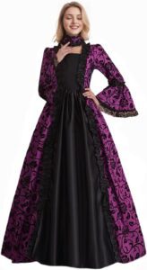 Viktorianisches Damen-Party-Kleid, mittelalterliches Swing-Abendkleid, elegantes Outfit aus Satin, mit ausgestellten Ärmeln, Vintage-Cosplay-Kostüm