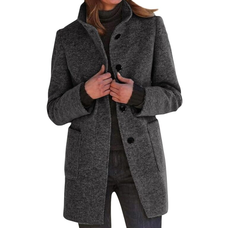 Woll-Trenchcoat für Damen, langer Wintermantel mit Umlegekragen, elegante Tweedjacke mit langen Ärmeln, warmer Windbreaker für die Wintermonate