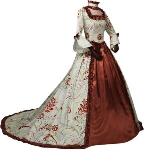 YWBleked Damen Halloween Kostüm – Winter Steampunk Gothic Trompeten-Mittelalter 50er Vintage Court Cocktailkleid für Ball, Party und Cosplay – Faschingskostüm