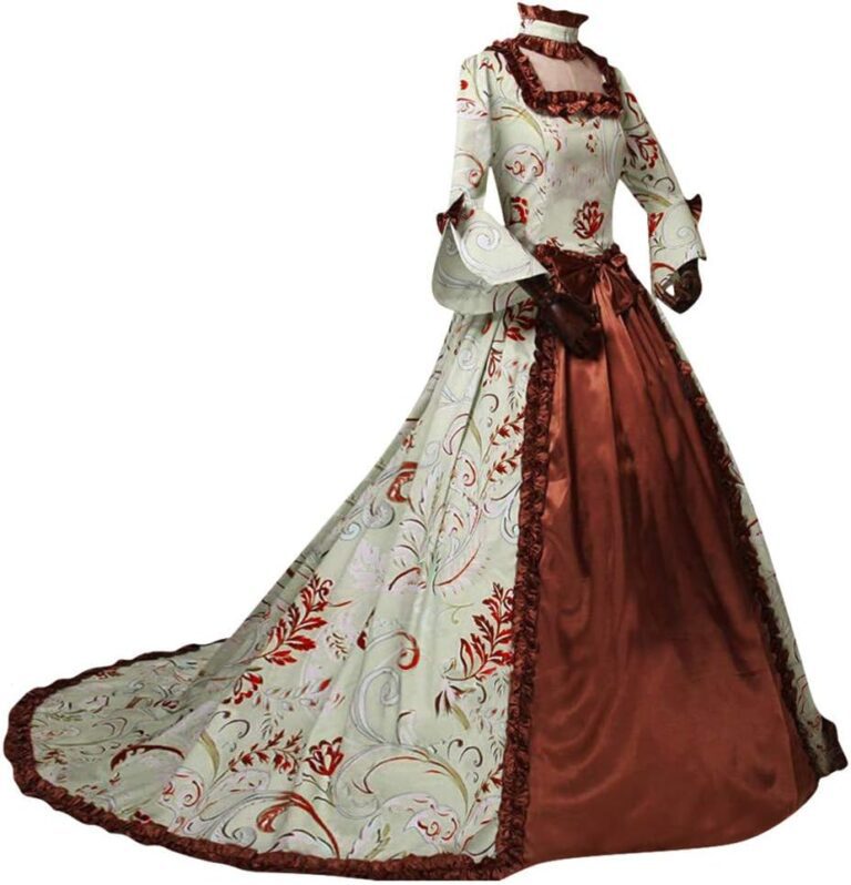 YWBleked Damen Halloween Kostüm – Winter Steampunk Gothic Trompeten-Mittelalter 50er Vintage Court Cocktailkleid für Ball, Party und Cosplay – Faschingskostüm