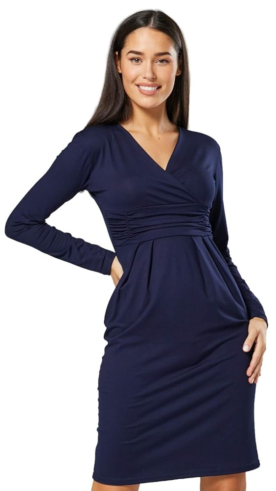 Zeta Ville Damen Langarm-Shirtkleid Elegantes Bleistiftkleid in den Größen 36-46 285z