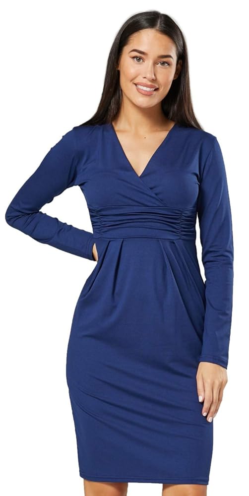 Zeta Ville Damen Langarmshirtkleid – Elegantes Bleistiftkleid in den Größen 36-46, Modell 285z