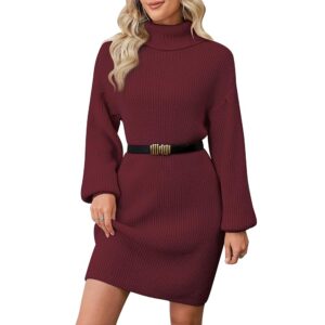 ZLIGXEA Damen Pulloverkleid – Elegantes Strickkleid mit Rollkragen, Langarm und in Übergröße für den Herbst und Winter – Größen S-XL