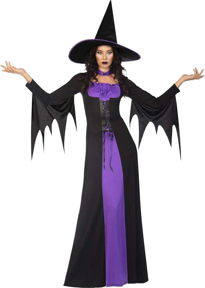 amscan Klassisches lilanes Hexenkostüm für Damen und Erwachsene, Halloween-Outfit mit Hut, ideal für Buchwochen