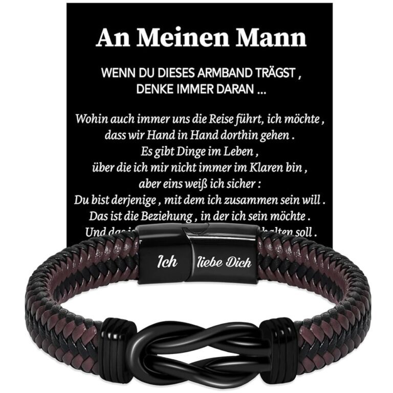 Coldbling Ich Liebe Dich Geschenke für Männer - Armband für Sohn, Mann, Freund oder Ehemann zum Geburtstag, Weihnachten und Valentinstag, aus Leder