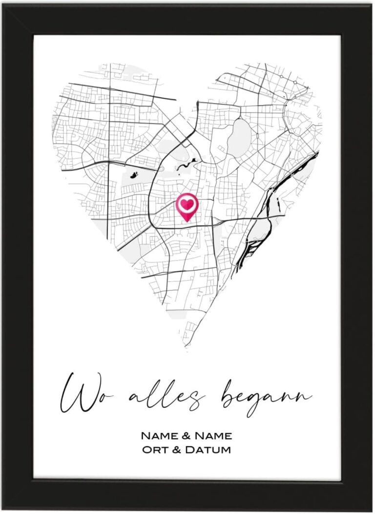 Deqosy Persönliches Poster 'Wo Alles Begann' – Ideal als Geschenk für Frauen, Freundin, Partner, sowie für Hochzeitstage und Jahrestage