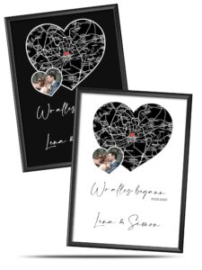 Der Ursprung – Individuelle Herz-Karte mit Koordinaten | Bild-Poster | Valentinstagsgeschenk für ihn und sie | Geschenk zum Jahrestag für Partner und Freundin