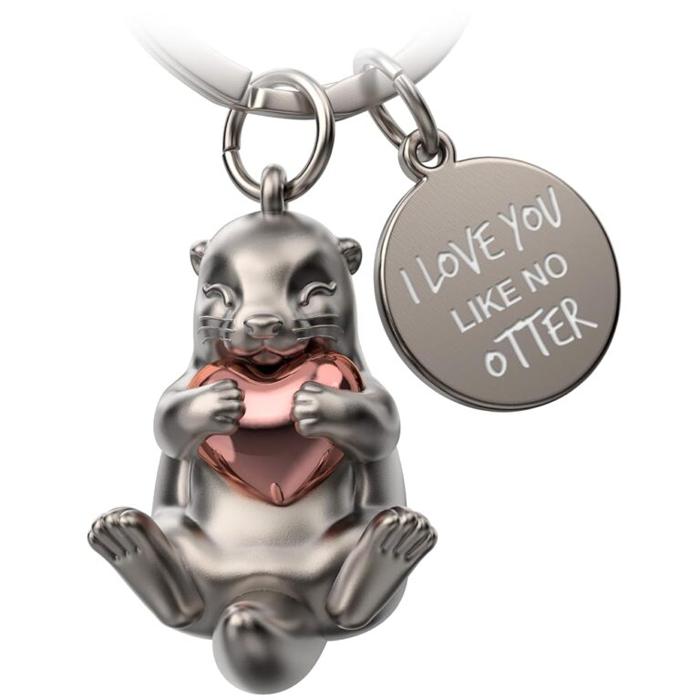 FABACH Otter Schlüsselanhänger Otty mit Herz - Glücksbringender Otter für Freundin und Partner - Geschenkidee für Paare zum Jahrestag - Gravur 'Ich liebe dich wie keinen anderen'