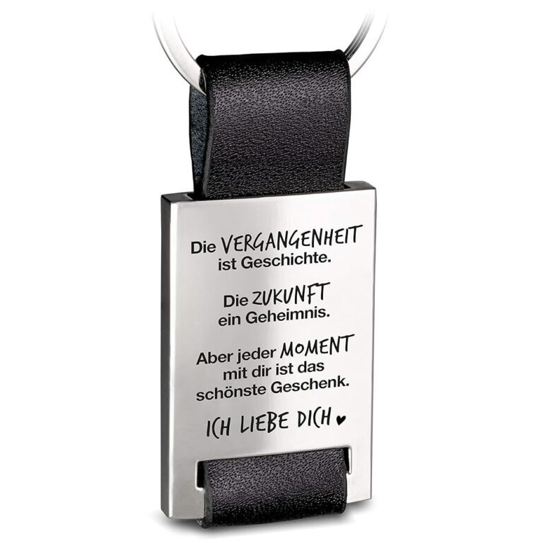 FABACH Schlüsselanhänger aus Leder mit gravierter Liebesbotschaft - 'Ich liebe dich' Schlüsselanhänger für Partner - Geschenk für die Freundin - Jeder Moment mit dir ist das...