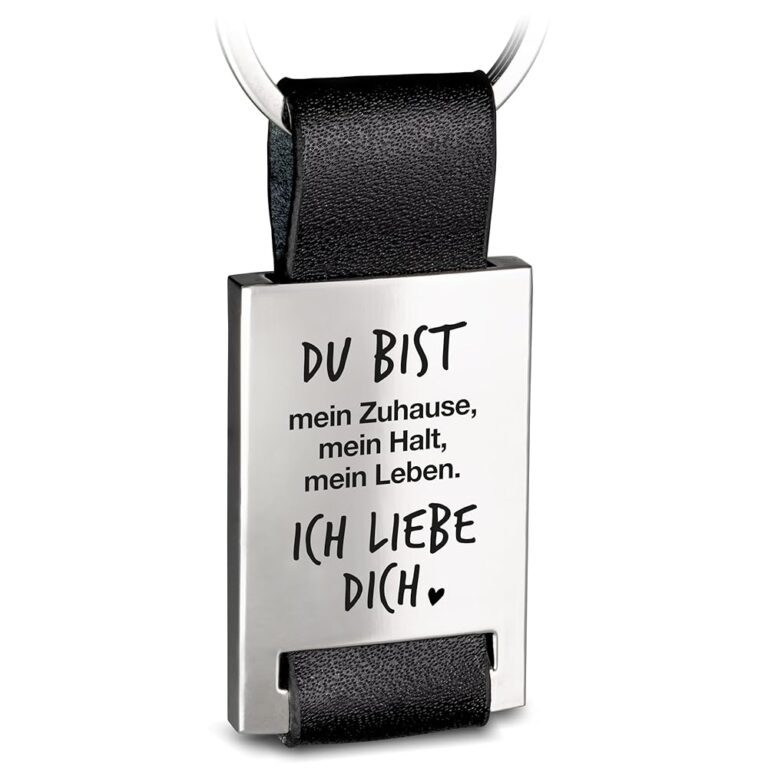 FABACH Schlüsselanhänger aus Leder mit Gravur - Ich liebe dich - Perfektes Geschenk für Partner und Freundin - Schlüsselanhänger für Paare - Du bist mein