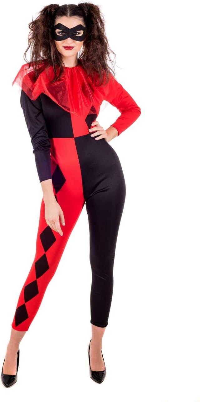 Fun Shack Damenkostüm Harlekin – Halloween- und Faschingskostüm für Frauen, Harlequin Outfit für Damen, Zirkus Harlekin Kostüm