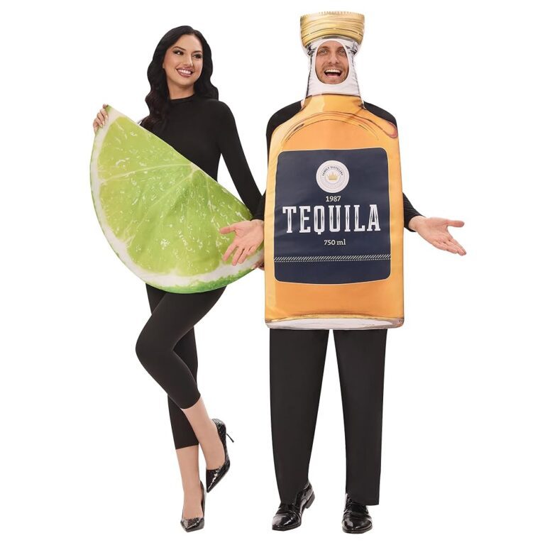 Funnlot Zitronen- und Tequila-Kostüm - 2 IN 1 Partnerkostüme für Erwachsene, Obstkostüm für Fasching, Paar-Karnevalskostüme, Lustige Kostüme für Damen und Herren