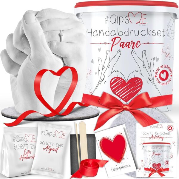 GipsME – DAS ORIGINAL - 3D Handabdruck Set für Paare – Gipsabdruck der Hände - Geschenke für Partner und Pärchen für Frauen und Männer zum Valentinstag, Hochzeitstag, Jahrestag