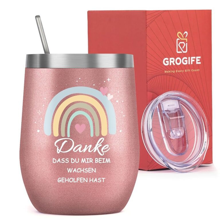Grogife Dankeschön-Geschenke für Erzieherinnen und Lehrerinnen, Abschiedsgeschenk mit Spruch-Thermobecher, Kleine Geschenkideen für Tagesmütter im Kindergarten