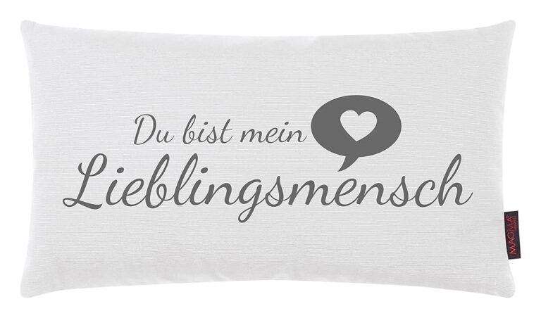 Kissen Lieblingsmensch in Weiß, 25x45 cm, Made in Germany / Ökotex 100