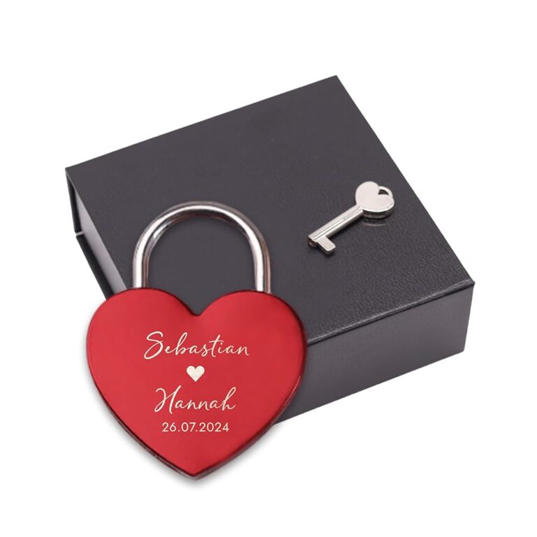LAUBLUST Graviertes Liebesschloss mit Schlüssel in Geschenkbox - Individuelles Geschenk für Paare | Schloss für Hochzeits- und Verlobungspaare | Ideal für romantische Anlässe