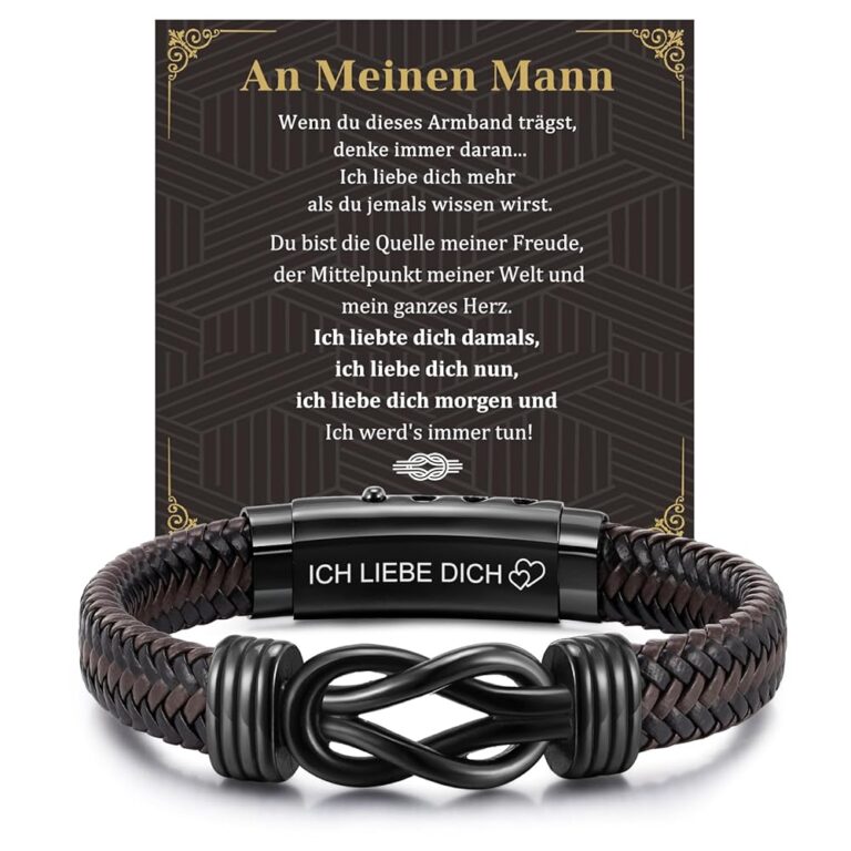Lederarmband mit Gravur 'Ich Liebe Dich' - Perfektes Geschenk für Männer, Ehemänner und Freunde, ideal für Valentinstag und besondere Anlässe