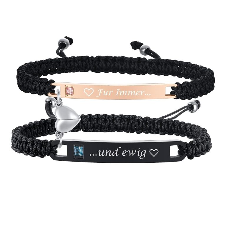 Partnerarmbänder mit Herz - Personalisierte Pärchenarmbänder mit Gravur im Yinyang-Design, ideales Geschenk für Paare, Familien und Freunde