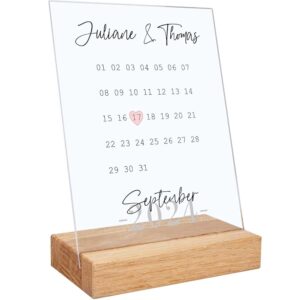 Personalisierte Acrylglas-Kalender mit Gravurzeile - Jahrestag - 20x15cm - Valentinstagsgeschenk für Paare - Individuelle Geschenke zum Valentinstag - Geschenkideen