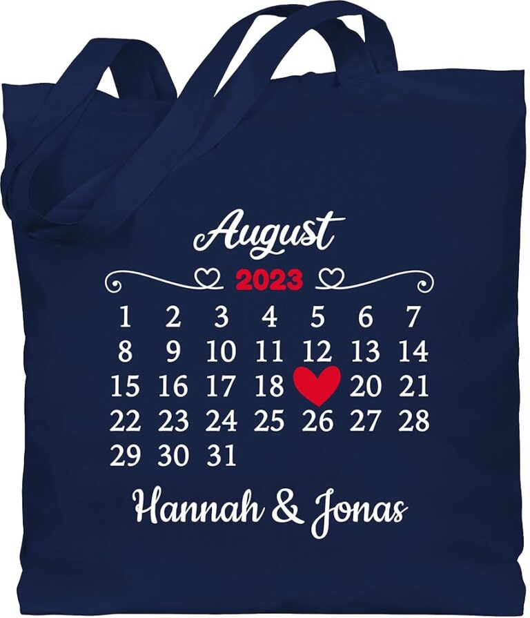 Personalisierte Baumwolltasche mit Namen von Shirtracer - Valentinstagsgeschenk für Paare - Liebe für Sie und Ihn - Datum