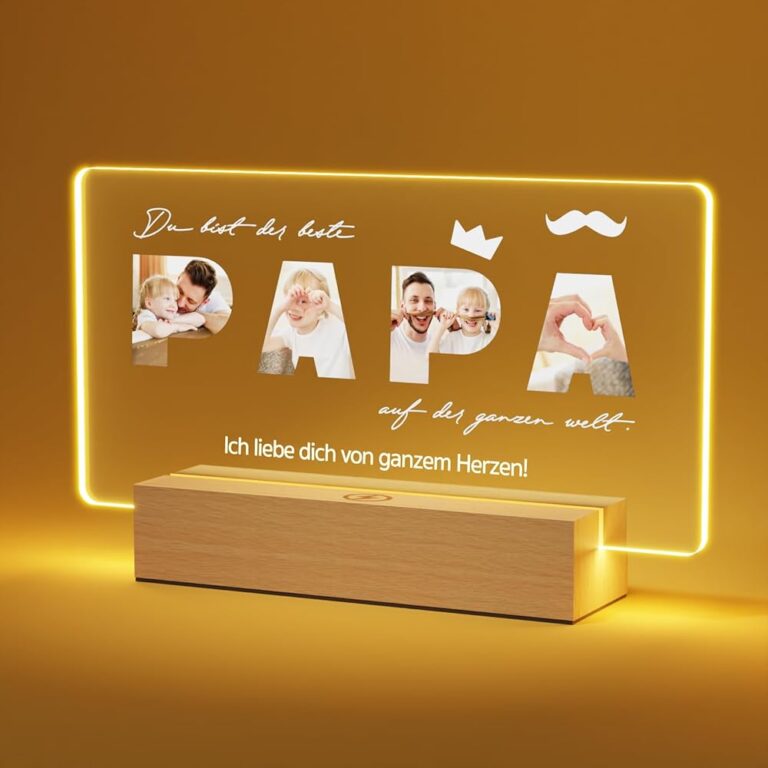 Personalisierte Geschenke für Papa - LED Bilderrahmen - Weihnachtsgeschenke mit Foto für den besten Papa - Geschenke zum Vatertag, Geburtstag und mehr
