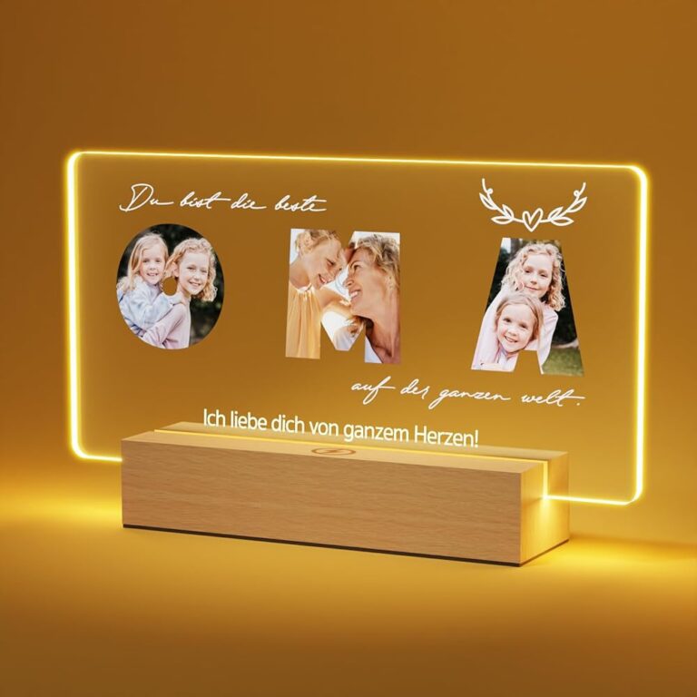 Personalisierte LED Bilderrahmen mit Foto – Einzigartige Geschenke für Oma von Enkelin und Enkeln – Perfekte Weihnachts- und Geburtstagsgeschenke für die beste Oma