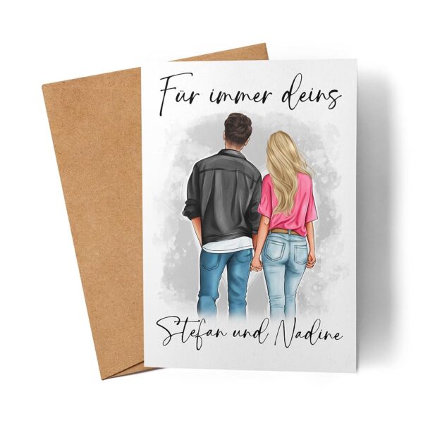Personalisierte Pärchenkarte im Kiddle-Design für Valentinstag und Jahrestag – Geschenk für Sie und Ihn, für Partner, Freund oder Freundin