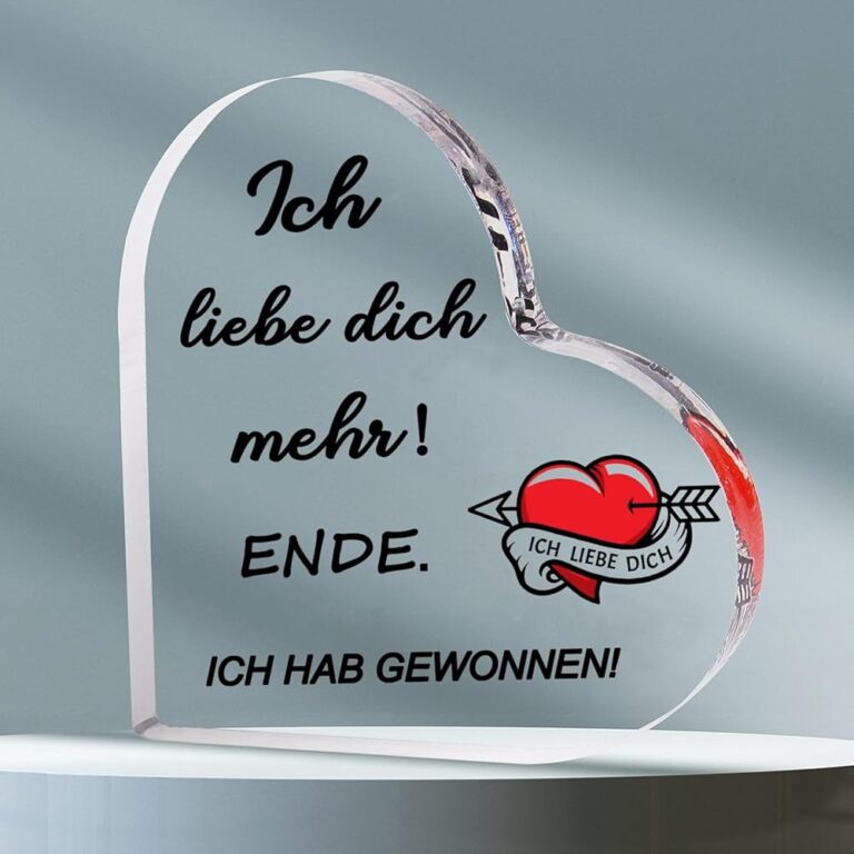 RISFIHEI Jahrestagsgeschenk für Paare, Valentinstagsgeschenk für Ihn, gravierter Acrylblock – Ich liebe dich mehr. Geschenke für Frauen und Männer, romantische Liebesgeschenke