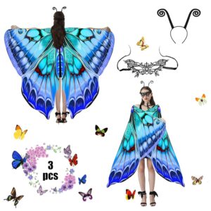 Schmetterlingskostüm für Damen – 3-teiliges Set mit Umhang und eleganter Spitzenmaske für Halloween und Karneval