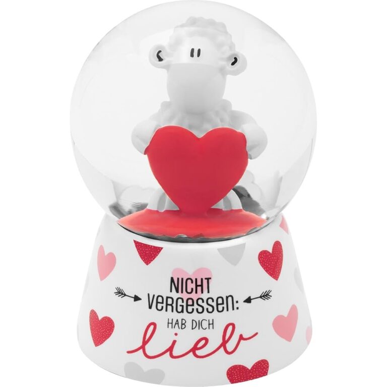 Sheepworld Schneekugel 'Hab Dich lieb' | Glas, Höhe 6,5 cm, Polyresin, Motivdruck | Liebevolles Geschenk für Valentinstag | Artikelnummer 48522