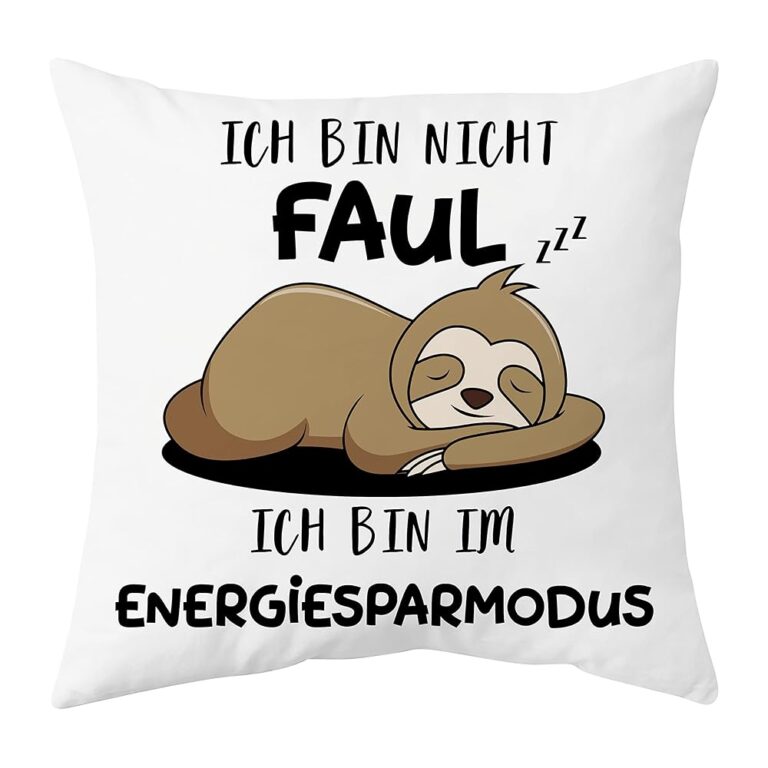 Shoppawhile Faultier Kissenbezug 45×45 cm – Lustiges Geschenk für Frauen und Männer, ideal zu Weihnachten oder zum Geburtstag, witzige Geschenkidee für die Freundin